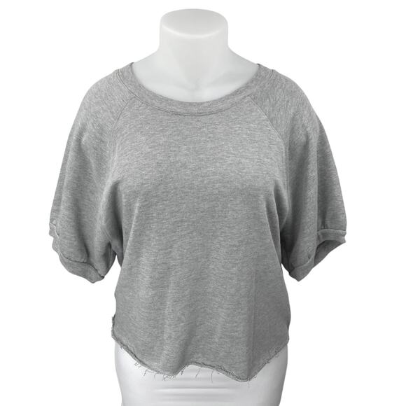 Madewell Gray Knit Short Sleeve Crew Neck Crop Oversized Sweater Top Size XXL - Picture 1 of 3
